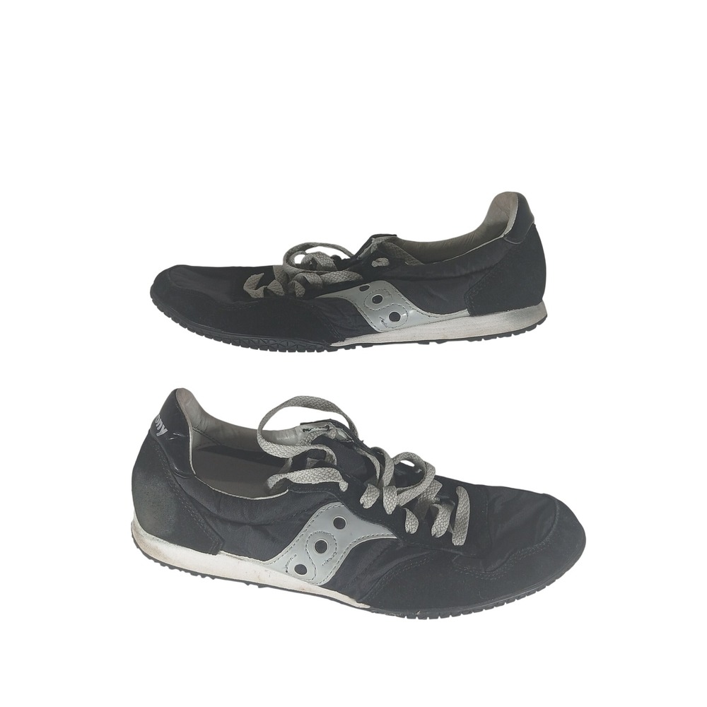 Saucony Bullet Sneakers Size 10 Black Silver Retro Minimalist Urban Sporty Men